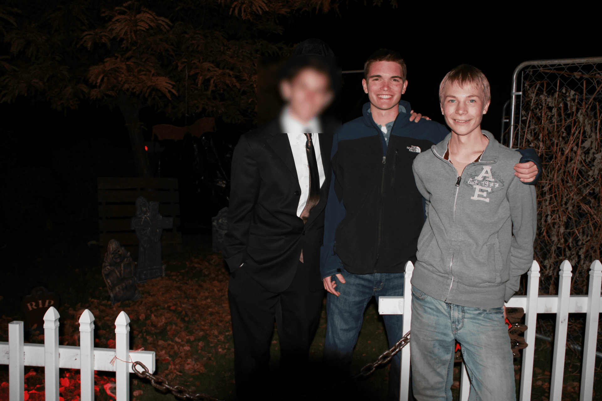 Jaden and Austin in front of their spook alley as kids
